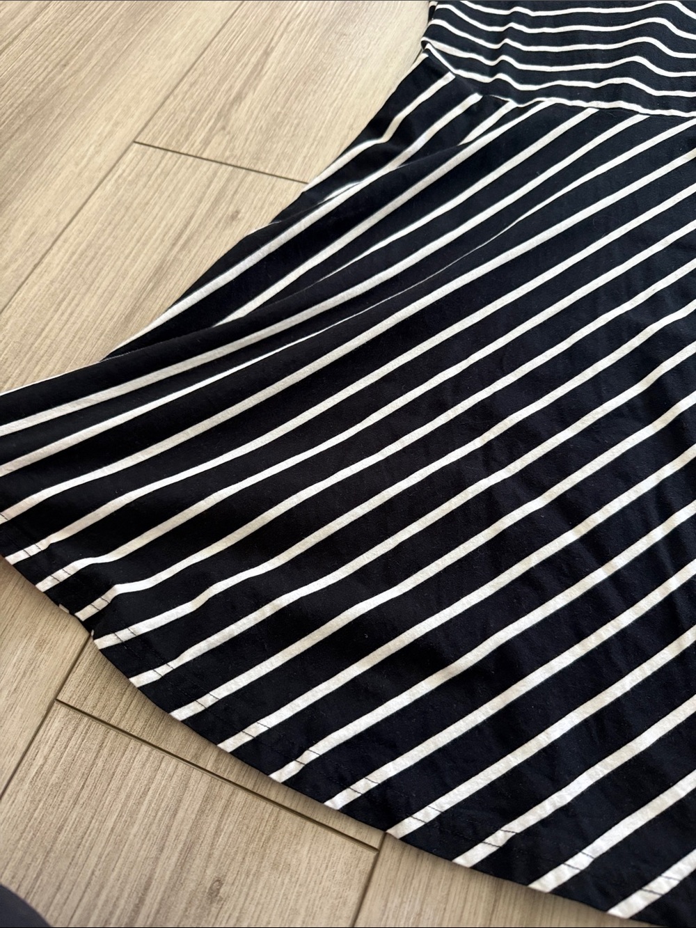 Synergy Black & White Striped Fit-and-Flare Dress Shoulder Embellishments Large - Picture 2 of 6